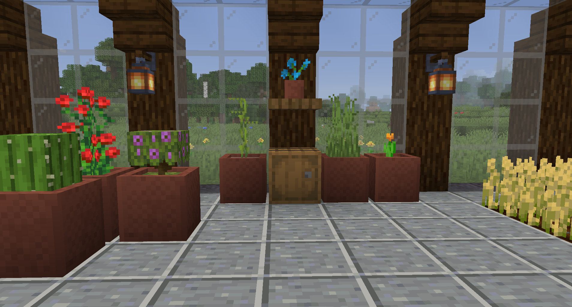 Big flower pot and Wall Lanterns